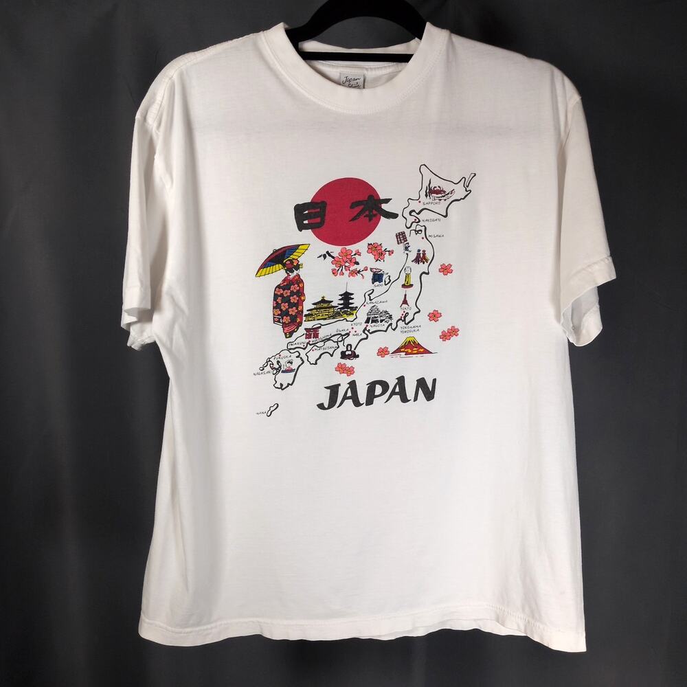 Japan Shine Retro Tokyo Souvenir Shirt Map White Short Sleeve T-Shirt Large